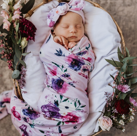 Floral Kiss Jersey Wrap & Topknot Set