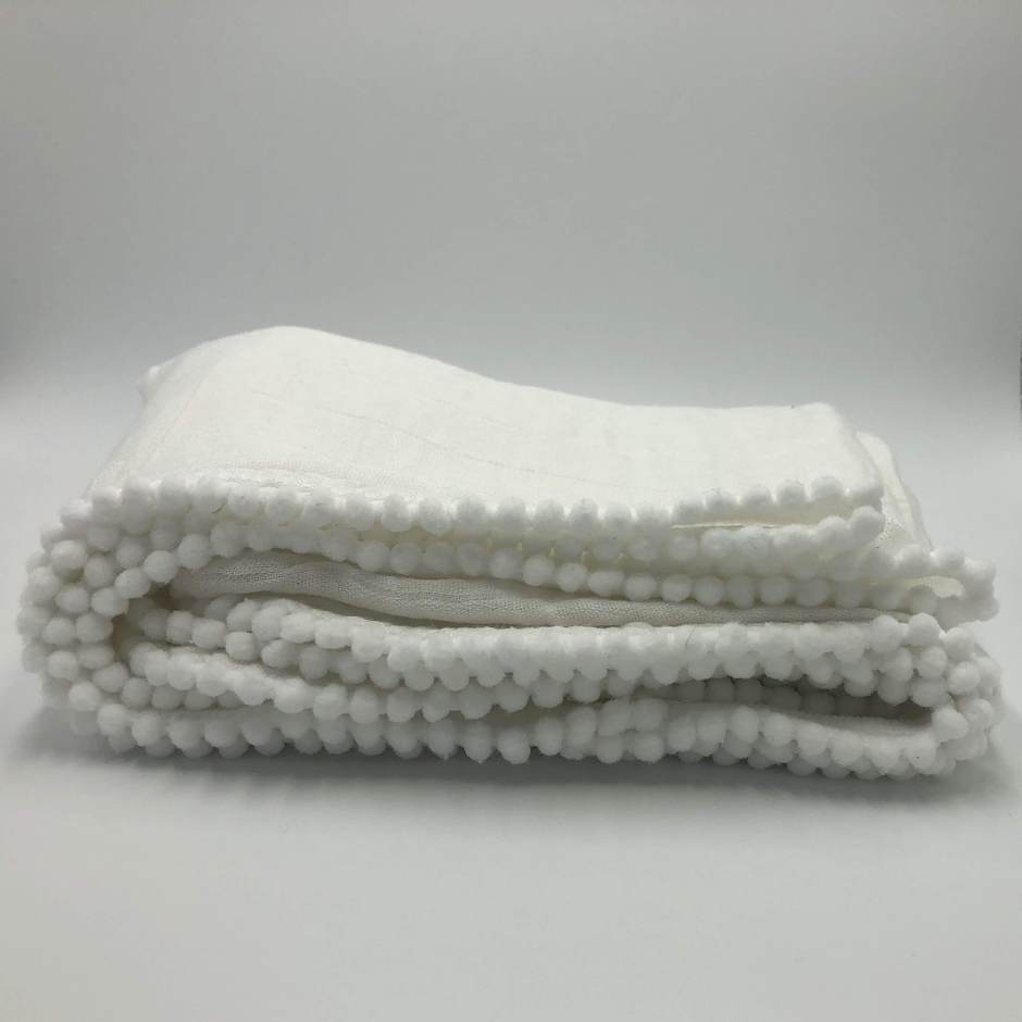 White Pom Pom Swaddle